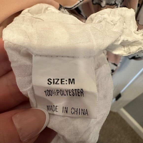 Dokotoo 2023 Spring Neck Mini Pink and BW floral Swing Dress - Picture 7 of 10